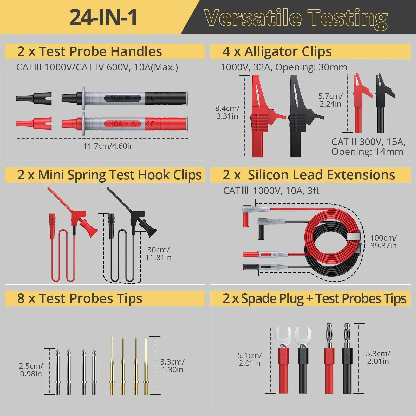 24 Piece Electrical Multimeter Test Lead Kit