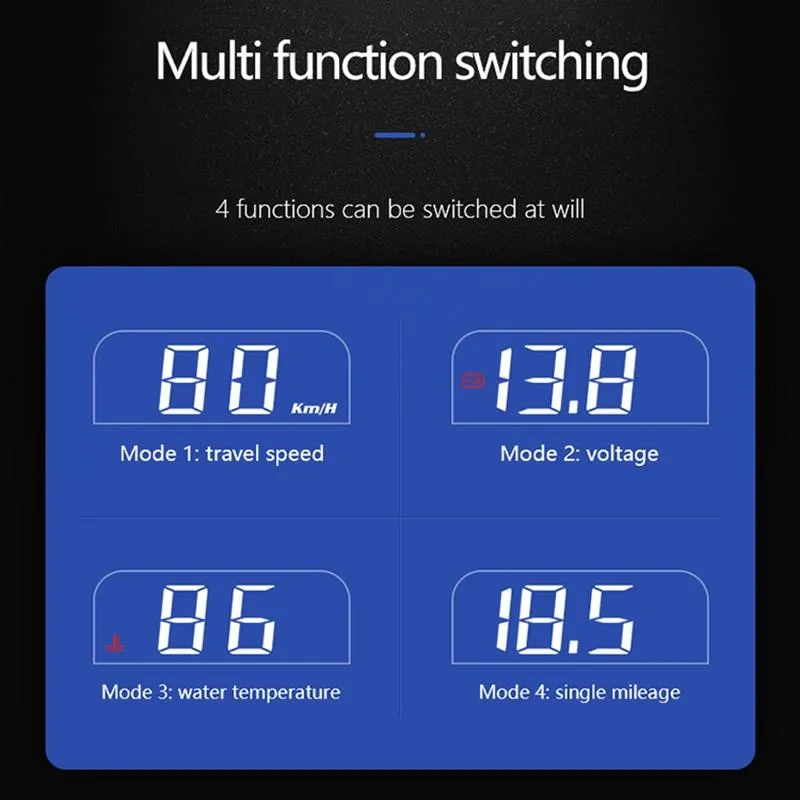 3.2 Inch Obd Hud Head Up Display For Car Engine Failure Water Temperature & Voltage Alarm