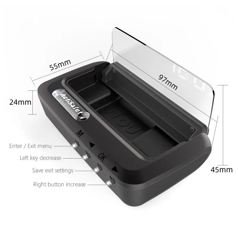 3.2 Inch Obd Hud Head Up Display For Car Engine Failure Water Temperature & Voltage Alarm