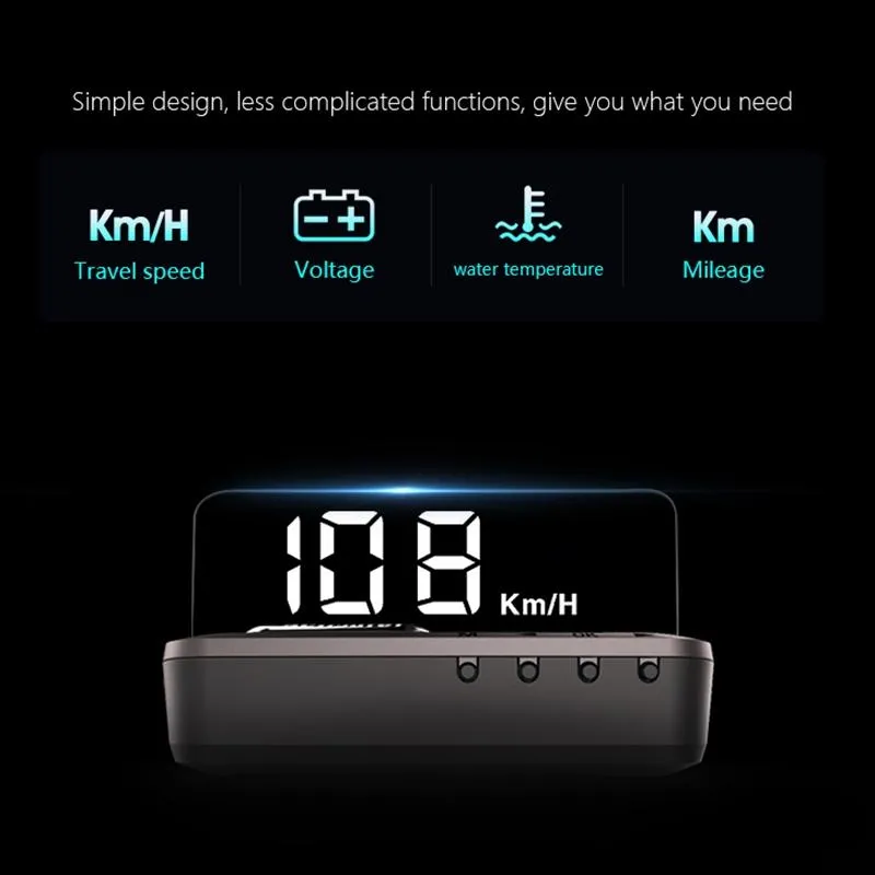 3.2 Inch Obd Hud Head Up Display For Car Engine Failure Water Temperature & Voltage Alarm