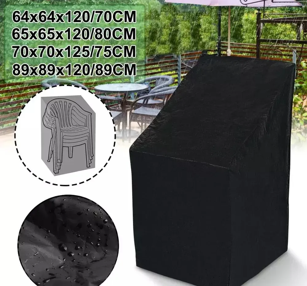 6 Size Black Outdoor Waterproof Cover Garden Furniture Rain Cover Chair Sofa Protection Rain Dustproof Woven Polyester Convenien