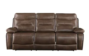 Aashi - Leather Gel Match Recliner Sofa - Brown by Couch.com