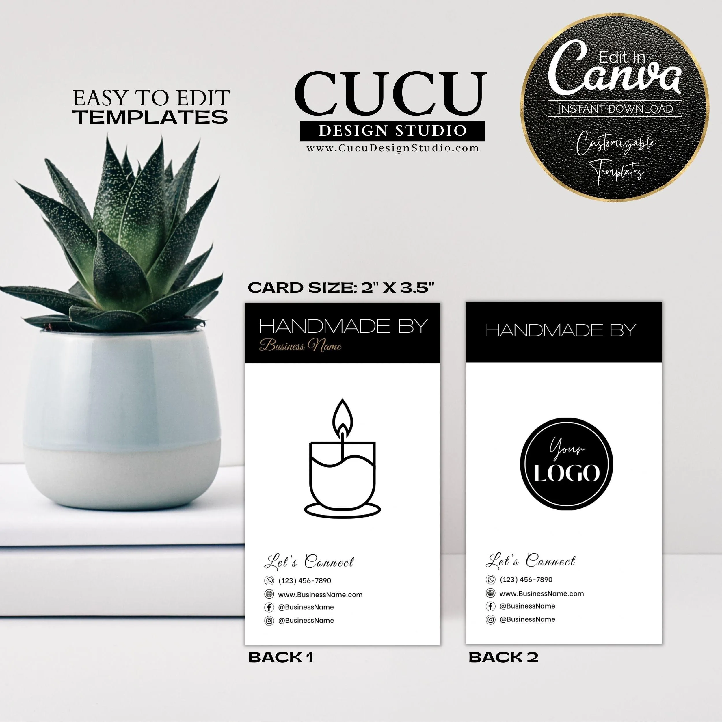 Black and White Customizable Candle Care Template Card