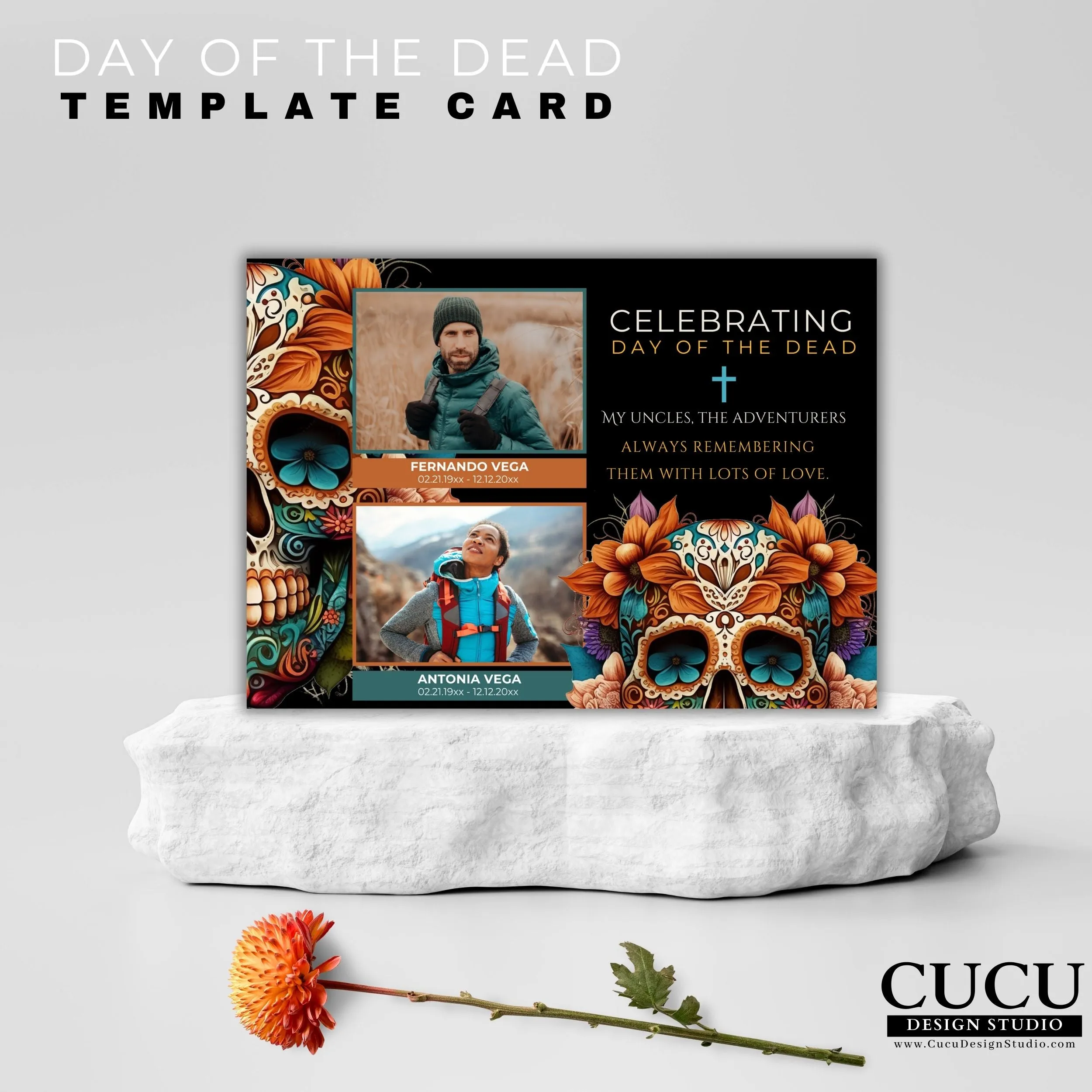 Black Customizable Printable Day of the Dead Template Card