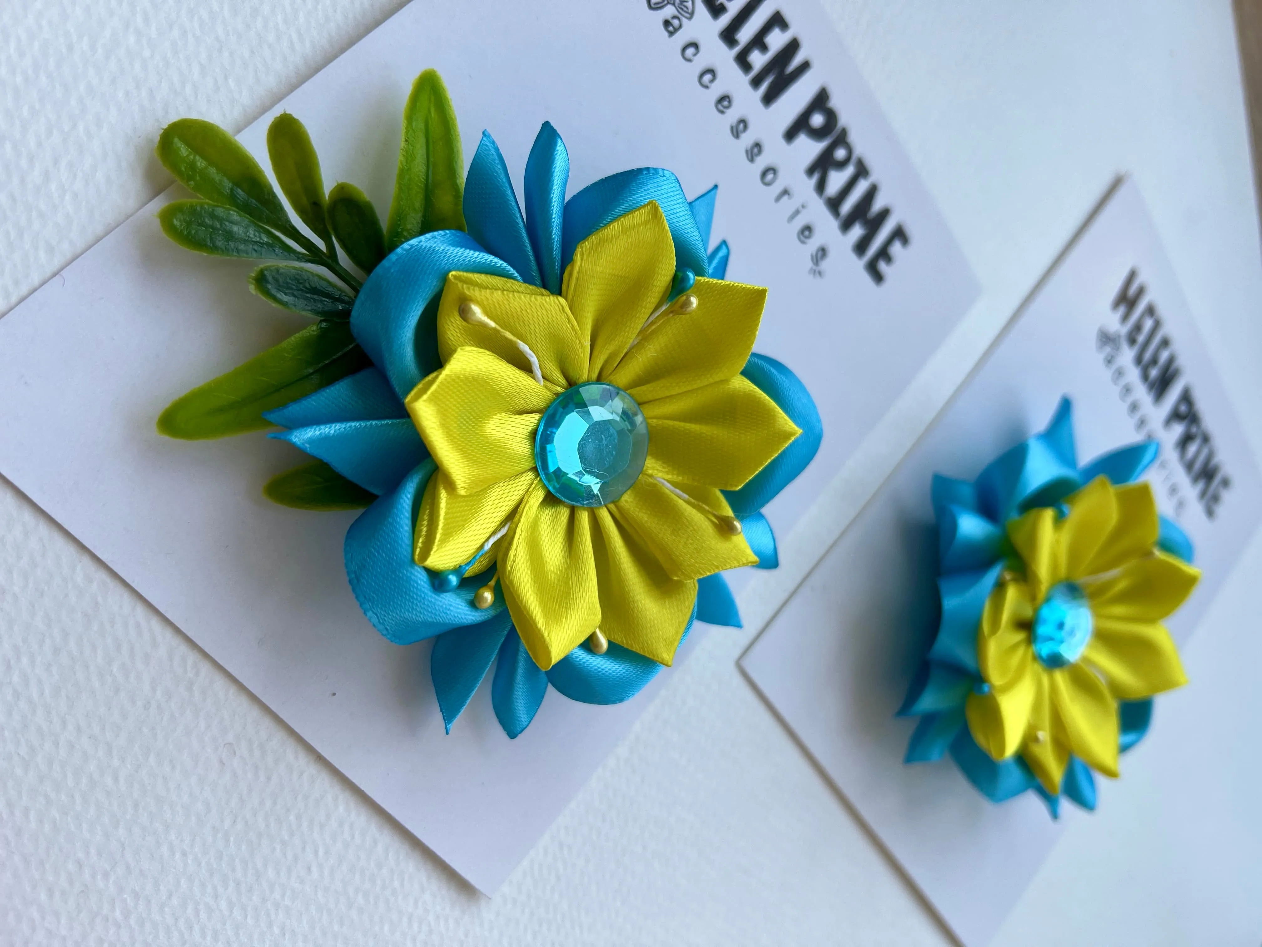 Blue and yellow Pigtail Bow Set Pinwheel Baby Bow Hello 1st Grade Accessories