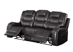 Braylon - Magnetite Synthetic Leather Manual Recliner Sofa - Brown by Couch.com