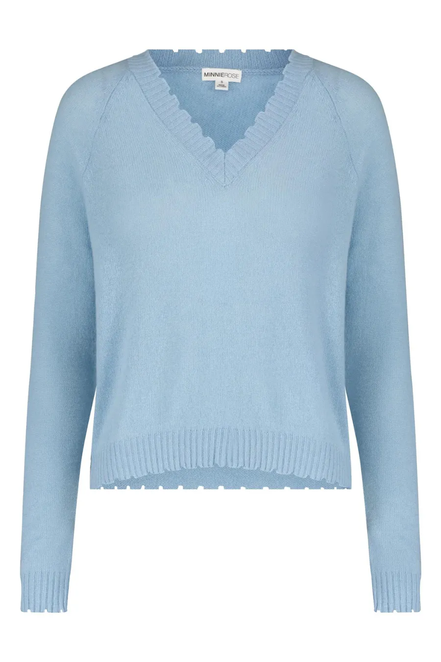 Cashmere Frayed Edge Cropped V Fresco Blue