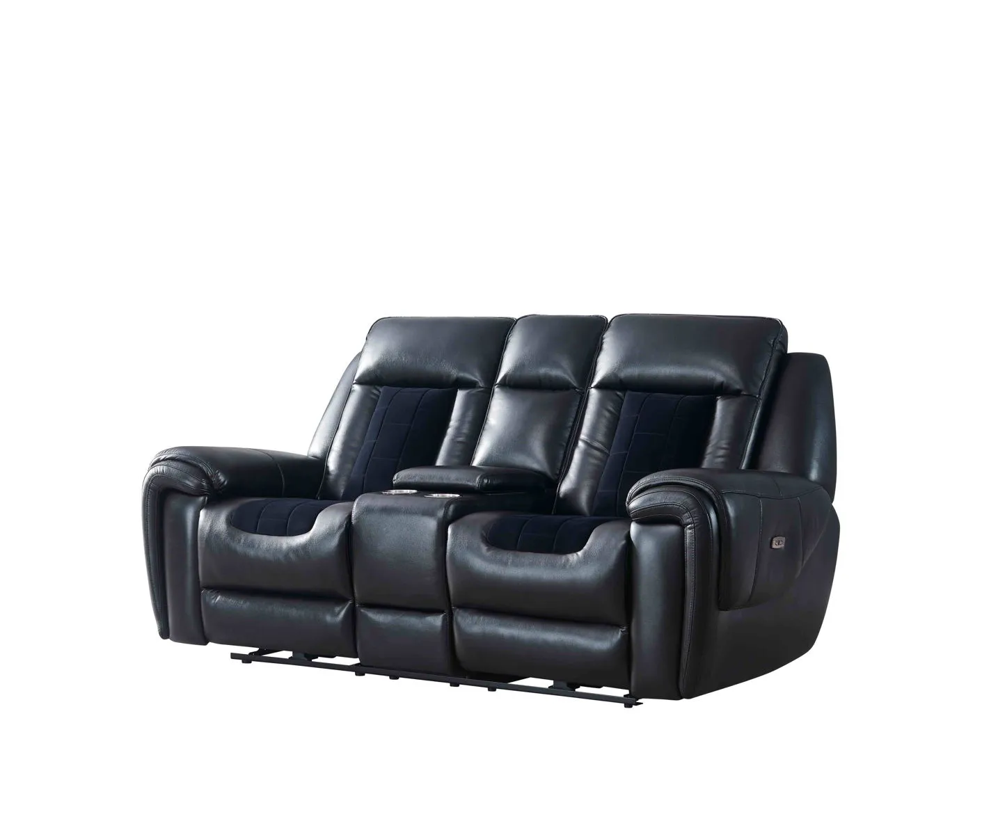 Clark - Blanche / Velvet Power Console Reclining LS With LED - Black by Couch.com