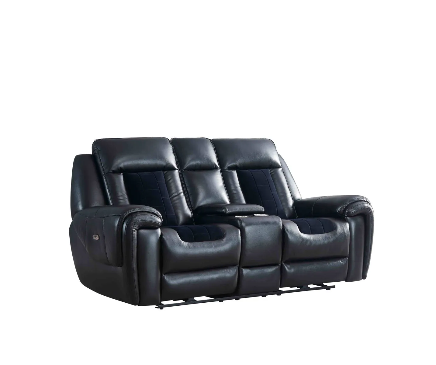 Clark - Blanche / Velvet Power Console Reclining LS With LED - Black by Couch.com