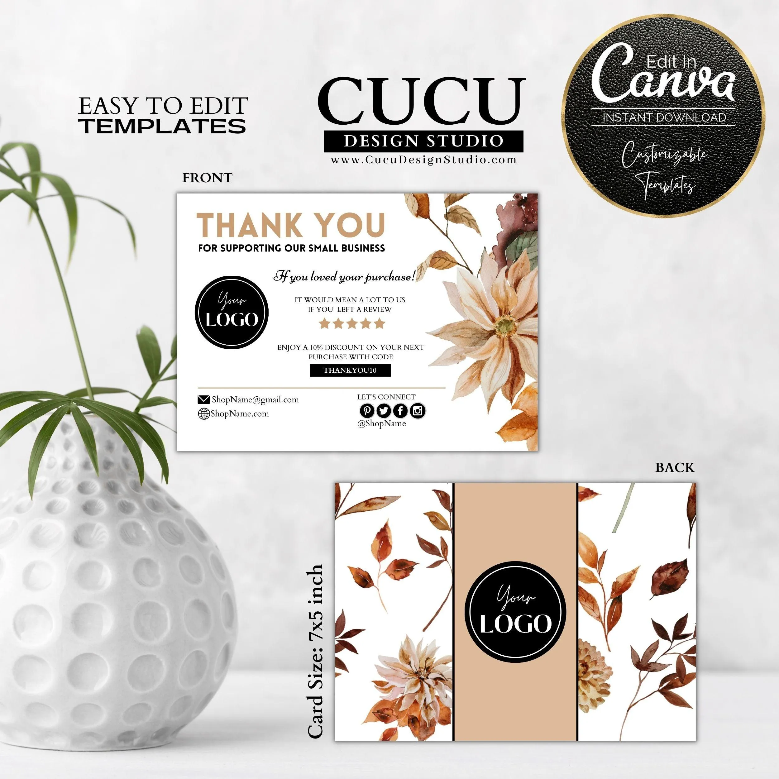 Customizable Package Insert Thank You Card Template