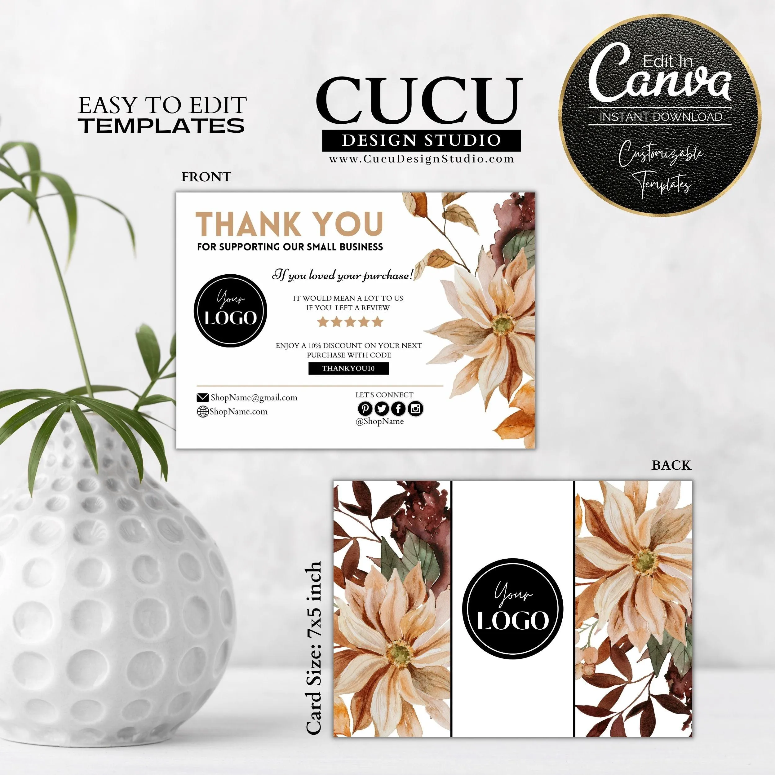 Customizable Package Insert Thank You Card Template