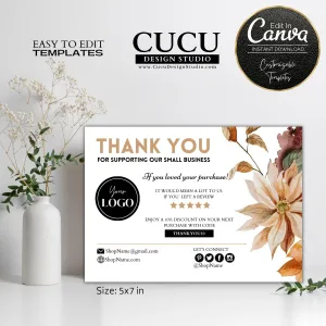 Customizable Package Insert Thank You Card Template