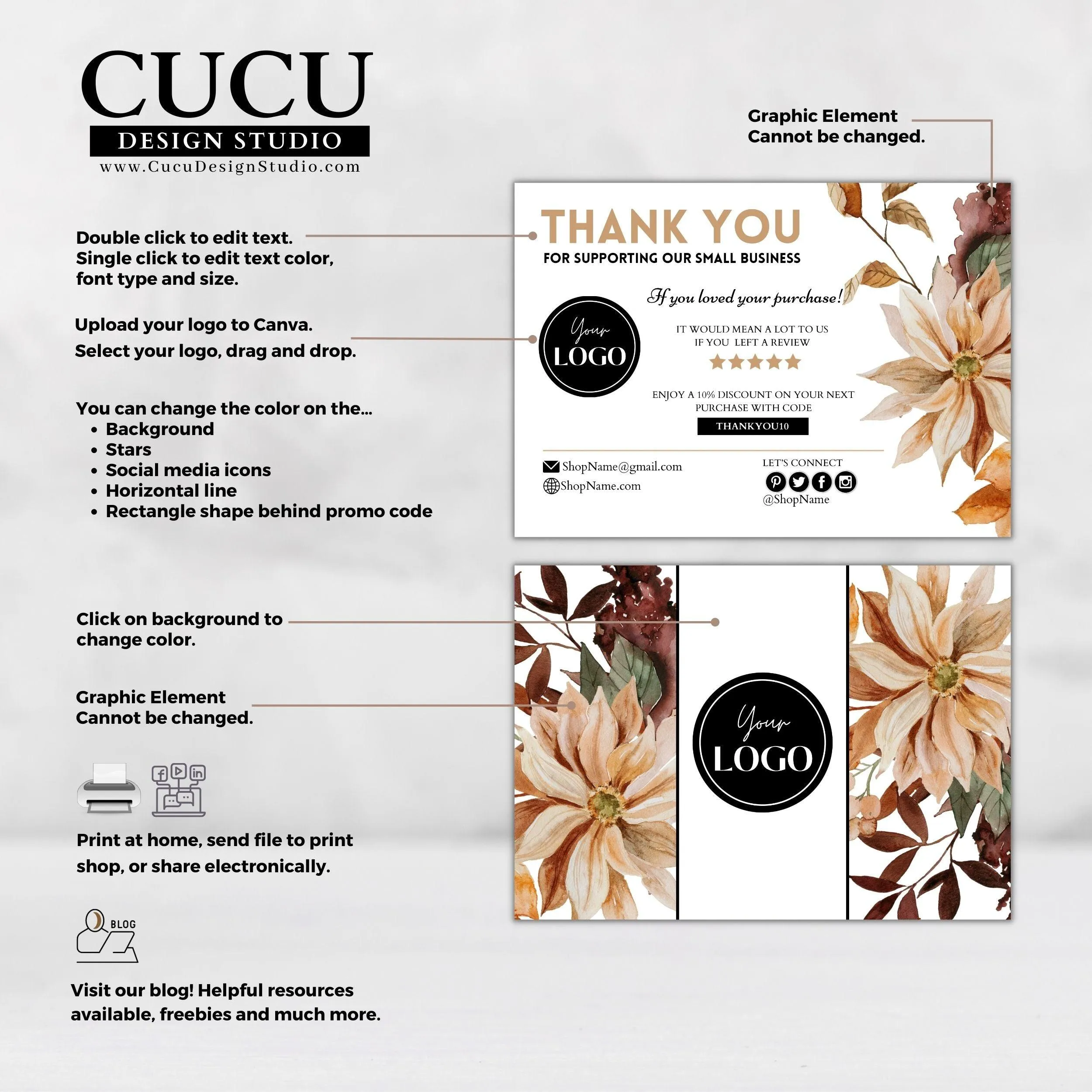 Customizable Package Insert Thank You Card Template