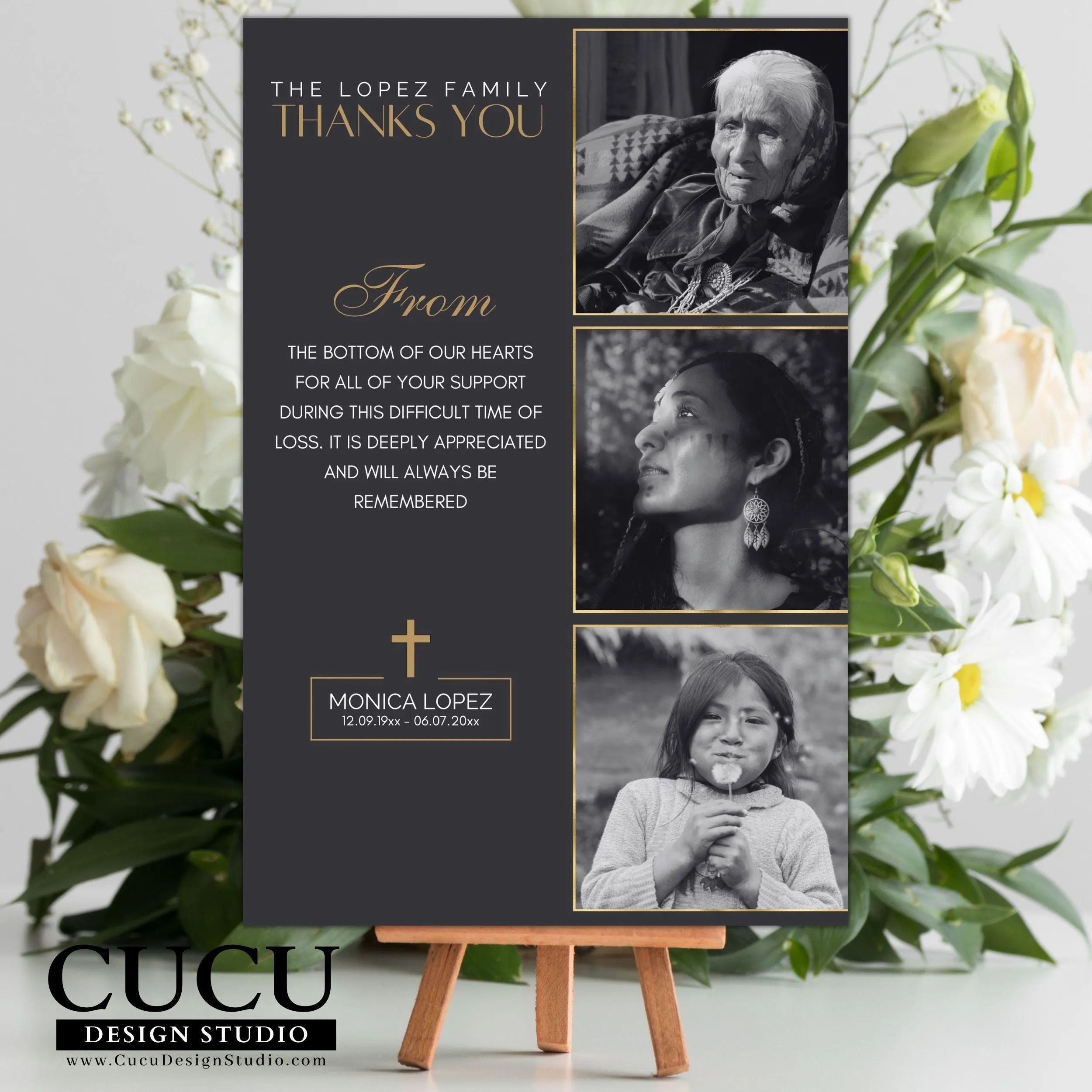 Elegant Customizable Canva Funeral Thank You Card Template