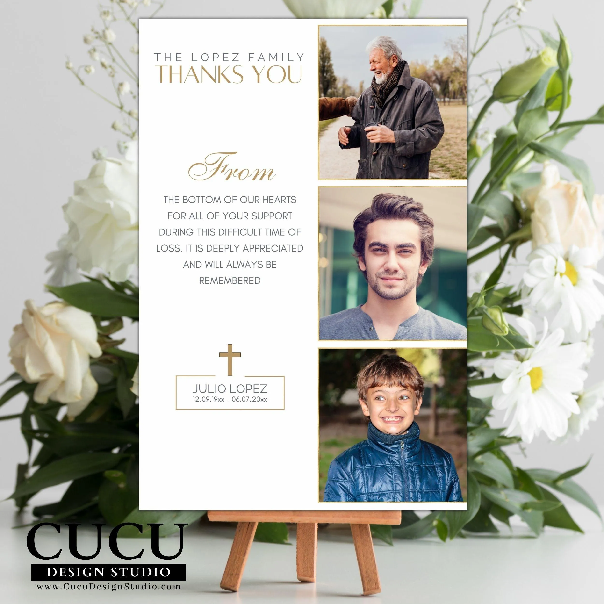 Elegant Customizable Canva Funeral Thank You Card Template