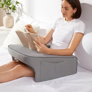 Memory Foam Reading Pillow for Bed  Lap Desk Pillow with Arm Rest, Bamboo Fiber Cover, Pocket Design (Petite Adults & Teens)