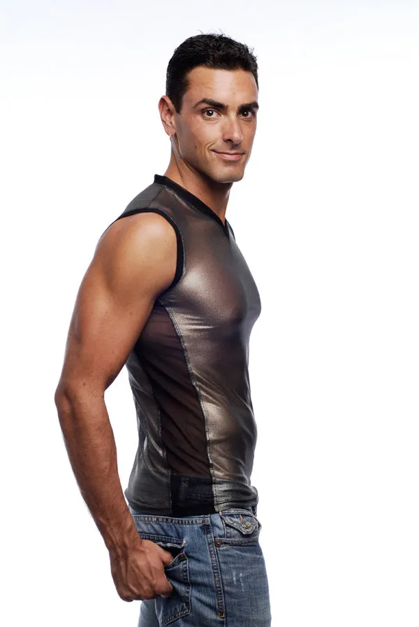 Metallic Mesh Muscle Tee