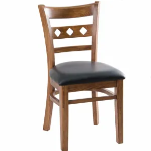MK6025 Slotted Wooden Back Side Chair with Dark Walnut Finish