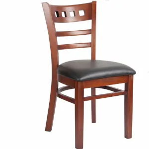 MK6026 Slotted Wooden Back Side Chair with Dark Walnut Finish