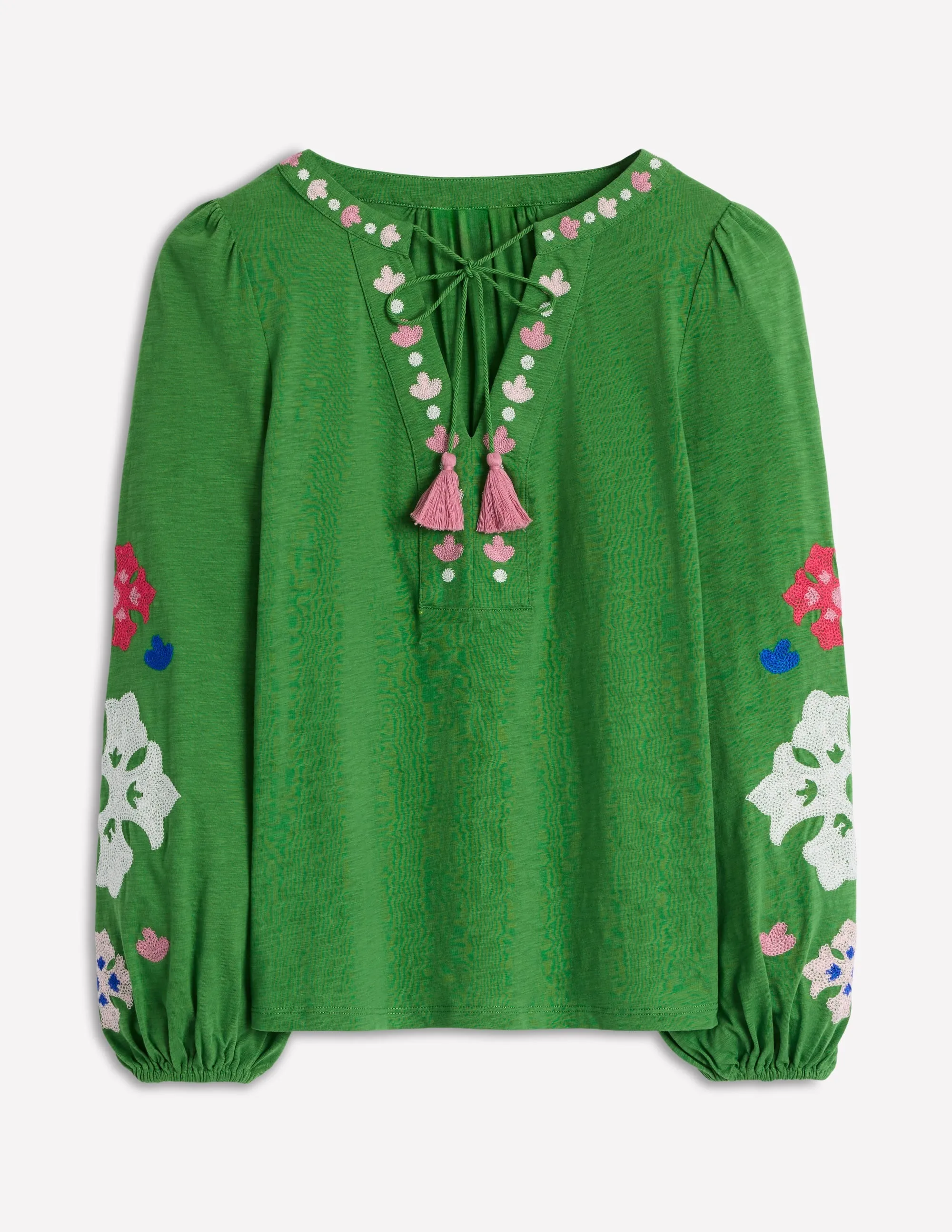 Nia Embroidered Top-Paradise Green