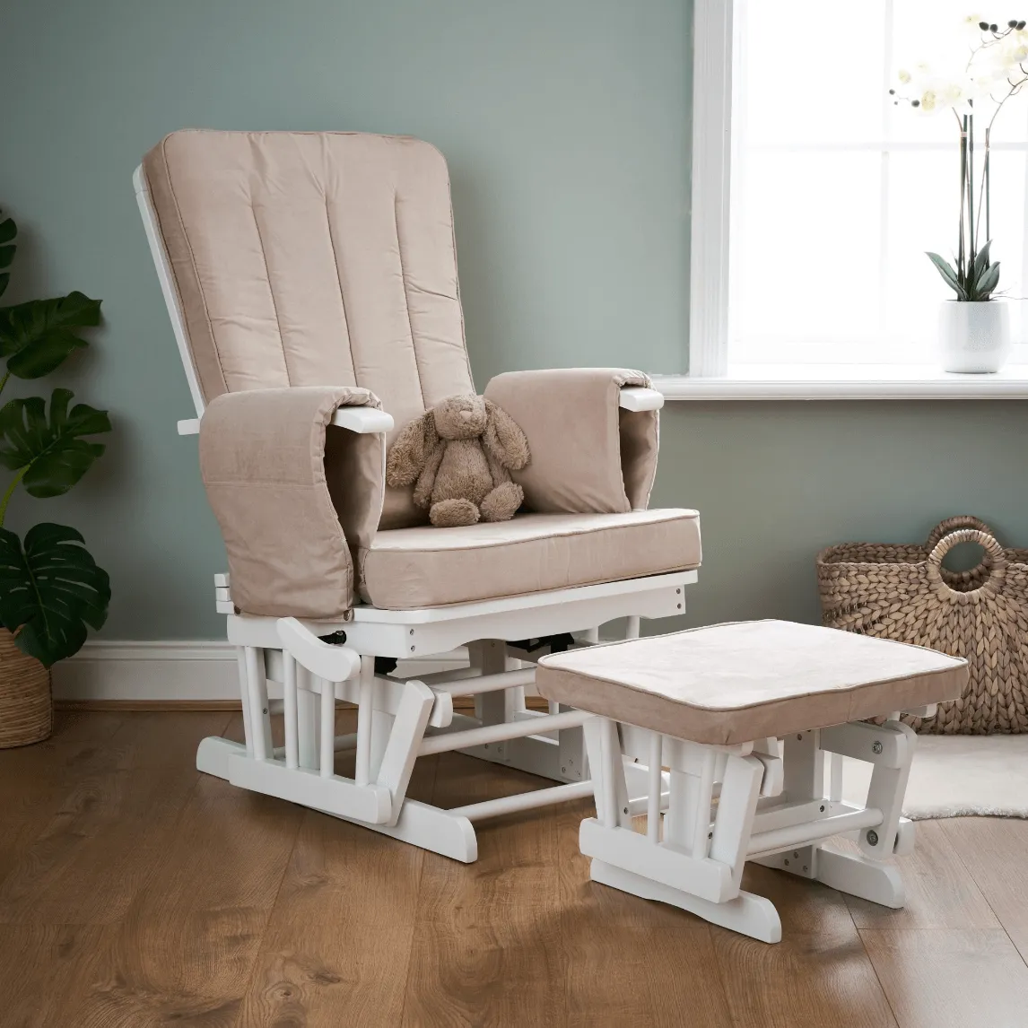 Obaby Deluxe Reclining Glider Chair and Stool - Direct Delivery