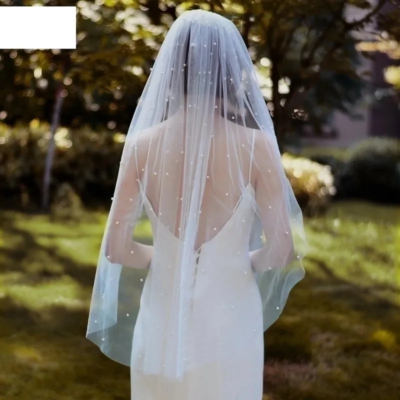 Simple Retro Pearl Veil Hair Comb Bridal Veil